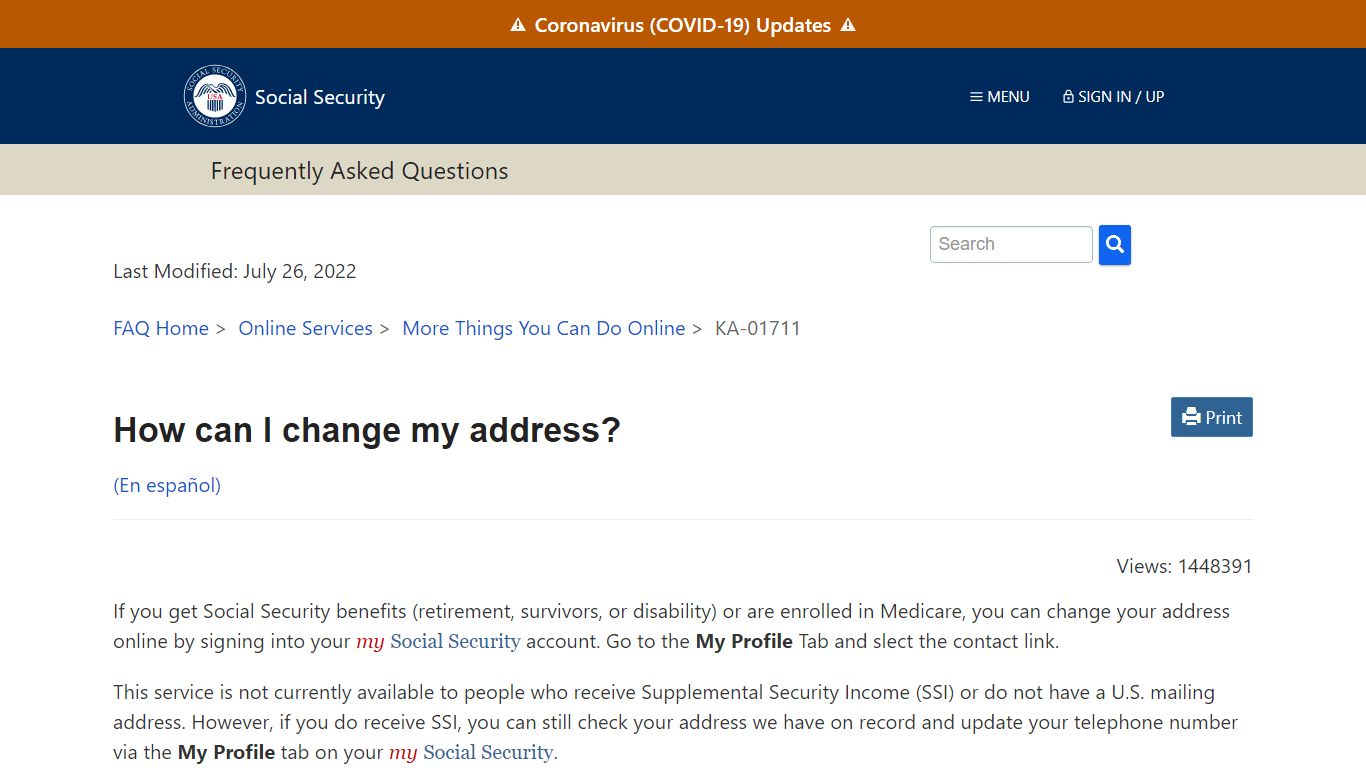 How can I change my address? · FAQ | SSA - Social Security Administration